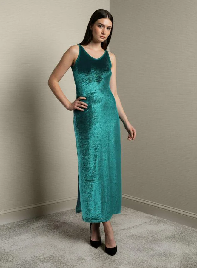 Freehand  Women Fit and Flared Solid V-Neck Sleeveless Slip Dress for Women | Best Price UAE